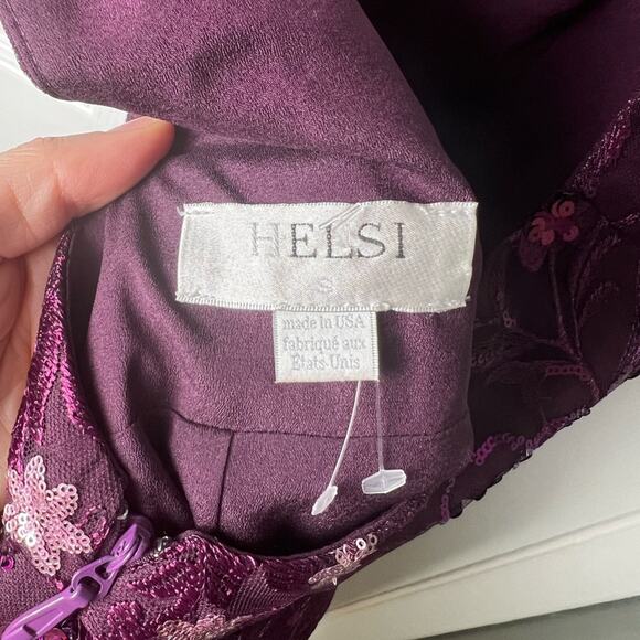 Helsi Floral Sequin Open Back Minidress Plum S - Picture 9 of 9